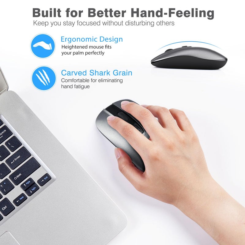 Leadsail Rechargeable Wireless Computer Mouse, 2.4G Portable Slim Cordless Mouse Less Noise for Laptop, Desktop, MacBook - Optical Mouse with 5 Adjustable DPI Levels - Image 5
